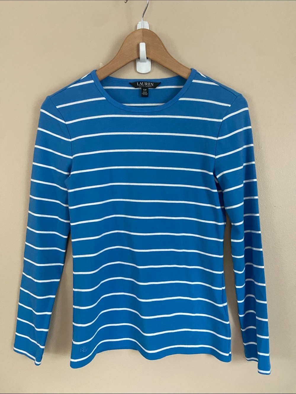 Lauren Ralph Lauren Blue & White Striped Long Sleeve Top Size Small - Picture 7 of 7